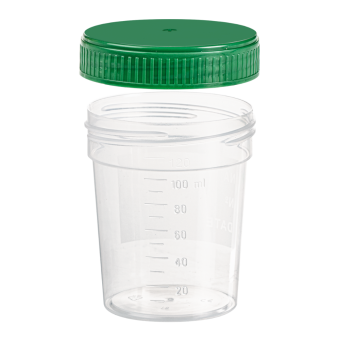 Urinbecher mit grünem Schraubdeckel 125 ml