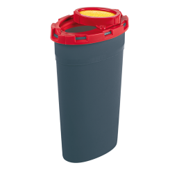 Multi-Safe - Kanülen-Entsorgungsbox Recycling sani /  0,2 L / oval / oval /  grau/rot /  1 Stück