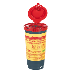 Multi-Safe - Kanülen-Entsorgungsbox Recycling plus / 0,5 L / rund / oval / grau/rot / 1 Stück
