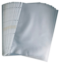 Prospekthülle Economic, DIN A5, oben offen, Eurolochung, transparent genarbt, mit Lochrandverstärkung 