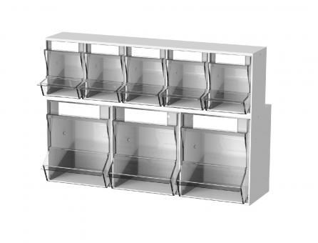 Spendersystem PicBox® Injektionsset "PicBox®" /  3 große Schütten Spritzenspender; 5 kleine Schütten Kanülenspender /  600 mm x 220 mm x 410 mm