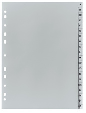 Register-Satz A-Z; Plastik, grau, 20-teilig, Eurolochung 